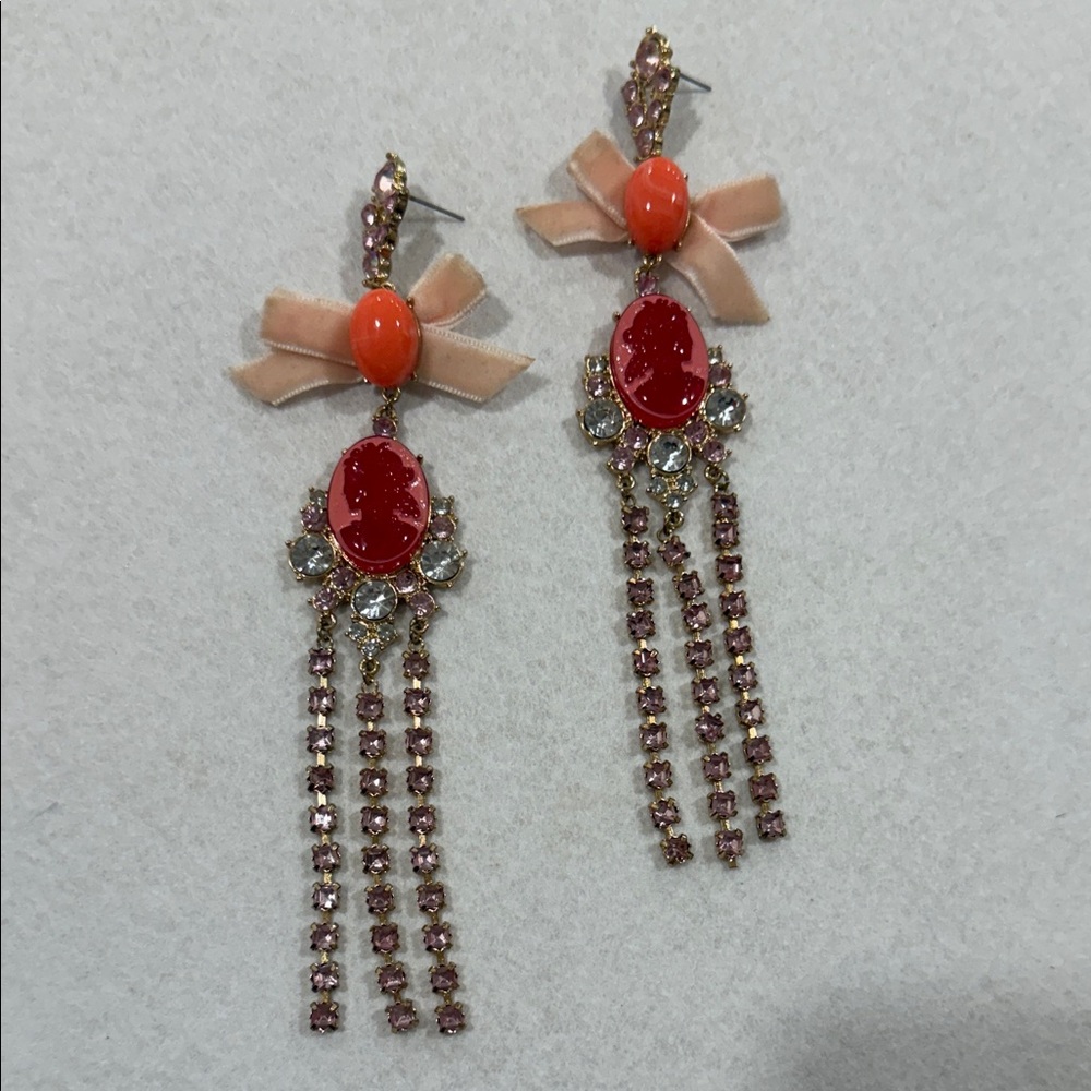 Elegant Pink and Red Dangle Earrings